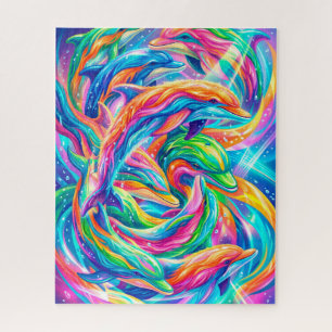 Lebendige Delfintraumlandschaft – Psychedelischer Puzzle