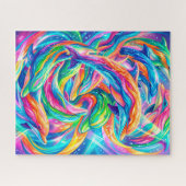 Lebendige Delfintraumlandschaft – Psychedelischer Puzzle (Horizontal)