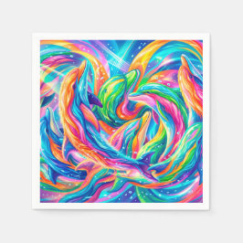 Lebendige Delfintraumlandschaft – psychedelisches  Serviette