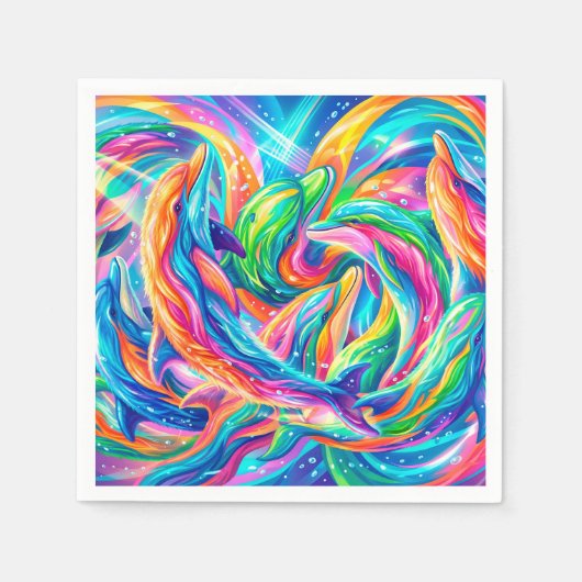 Lebendige Delfintraumlandschaft – psychedelisches Serviette (Vorderseite)