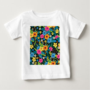 Lebendige Ditsy-Blumen Blumenmuster Design-43785 Baby T-shirt