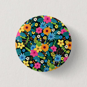 Lebendige Ditsy-Blumen Blumenmuster Design-43785 Button