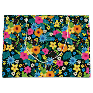 Lebendige Ditsy-Blumen Blumenmuster Design-43785 Große Geschenktüte