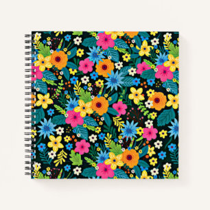 Lebendige Ditsy-Blumen Blumenmuster Design-43785 Notizblock