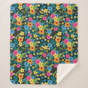 Lebendige Ditsy-Blumen Blumenmuster Design-43785 Sherpadecke