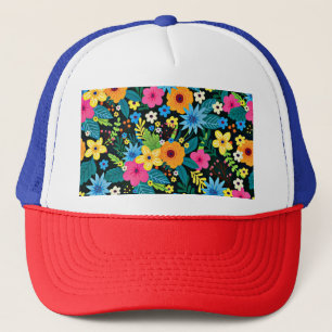 Lebendige Ditsy-Blumen Blumenmuster Design-43785 Truckerkappe