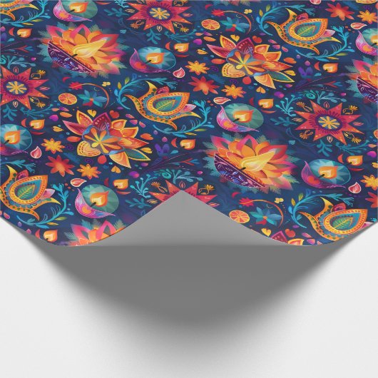 Lebendige Diwali mit Diya-Lampe Geschenkpapier (Ecke)
