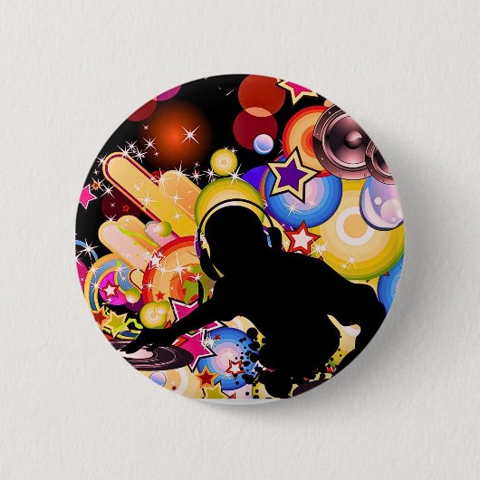 Lebendige DJ-Musik-Wandkunst | Moderner Glänzender Button (Vorderseite)