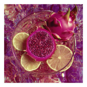 Lebendige Drachenfrucht-Limonen-Schale Fotodruck
