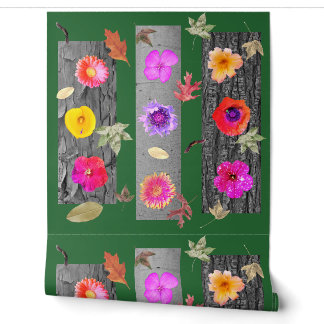 Lebendige dynamische Natur inspirierte Collage Tapete