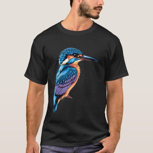 Lebendige Eisvogel-Vogel-Kunst T-Shirt (Vorderseite)