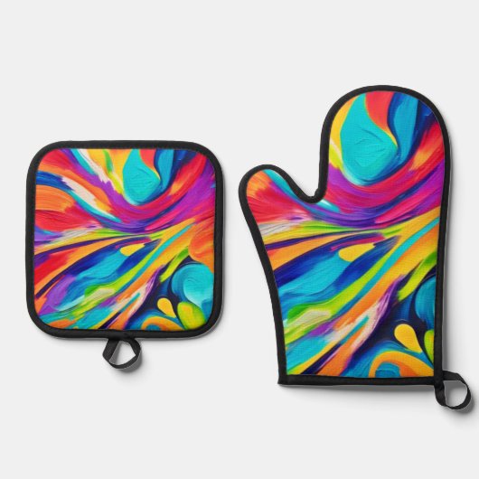 Lebendige Energieexplosion Ofenhandschuh & Topflappen-Set (Vorderseite)