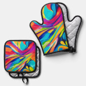 Lebendige Energieexplosion Ofenhandschuh & Topflappen-Set (Vorderseite/Rückseite)