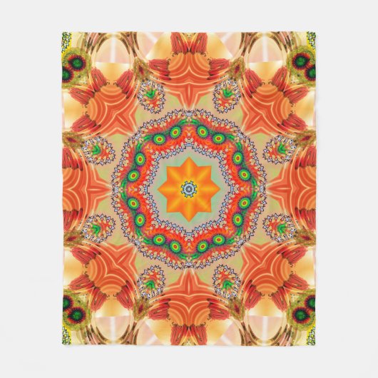 Lebendige Energiefarben: Mandala-Design. Fleecedecke (Vorderseite)