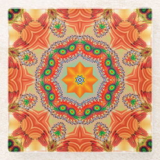 Lebendige Energiefarben: Mandala-Design. Glasuntersetzer