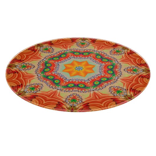 Lebendige Energiefarben: Mandala-Design. Schneidebrett (Ecke)