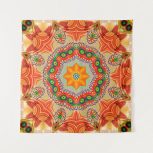Lebendige Energiefarben: Mandala-Design. Wandteppich