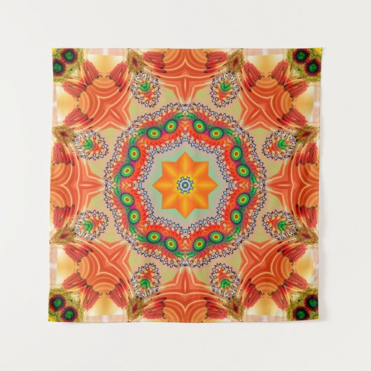 Lebendige Energiefarben: Mandala-Design. Wandteppich (Vorderseite)