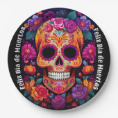 🌹 lebendige Erinnerung: Ein Tribut an Día de Muer Pappteller (Vorderseite)