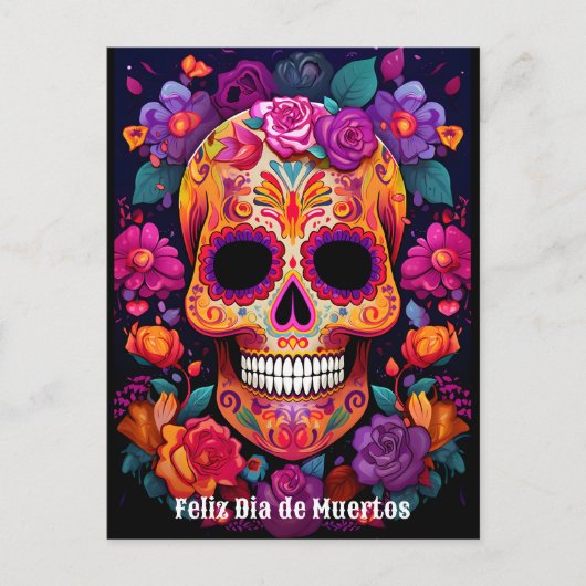 🌹 lebendige Erinnerung: Ein Tribut an Día de Muer Postkarte (Vorderseite)