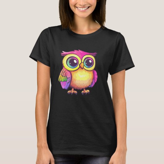 Lebendige Eulenillustration T-Shirt (Vorderseite)