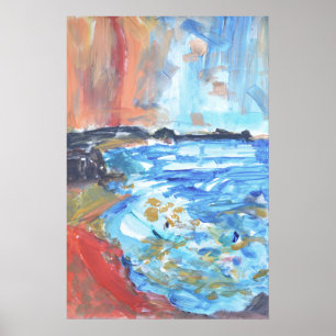 Lebendige expressionistische Meeresbucht Poster