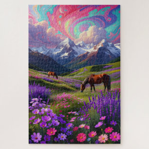 Lebendige Fantasie-Natur - Ölgemälde-Puzzle Puzzle
