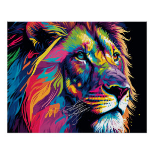 Lebendige Farben der Löwenkunst Poster