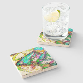 Lebendige Farben - Rustikal und grob wie Raub Steinuntersetzer