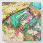 Lebendige Farben - Rustikal und grob wie Raub Steinuntersetzer (Vorderseite)