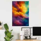 Lebendige farbenfrohe abstrakte Wolkenlandschaft Poster (Heimbüro)