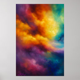 Lebendige farbenfrohe abstrakte Wolkenlandschaft Poster