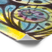 Lebendige farbenfrohe Boho-Blumen-Feder-Doodle-Kun Poster (Ecke)