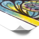 Lebendige farbenfrohe Boho-Blumen-Feder-Doodle-Kun Poster (Ecke)