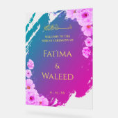 Lebendige farbenfrohe florale Muslime Nikkah Begrü Acrylschild (Winkel)