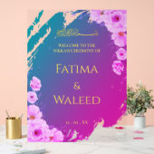 Lebendige farbenfrohe florale Muslime Nikkah Begrü Acrylschild (Hochzeit)