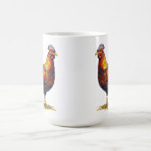 Lebendige farbenfrohe Hahn-Illustrationskunst Kaffeetasse (Mittel)