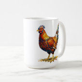 Lebendige farbenfrohe Hahn-Illustrationskunst Kaffeetasse (VorderseiteRechts)