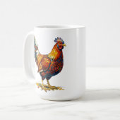 Lebendige farbenfrohe Hahn-Illustrationskunst Kaffeetasse (Vorderseite Links)