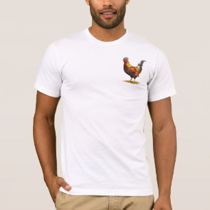 Lebendige farbenfrohe Hahn-Illustrationskunstwerk T-Shirt