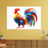 Lebendige farbenfrohe Hahn-Kunst Leinwanddruck (Insitu (Wohnzimmer))