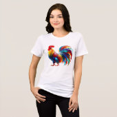 Lebendige farbenfrohe Hahn-Kunst Tri-Blend Shirt (Vorderseite voll)