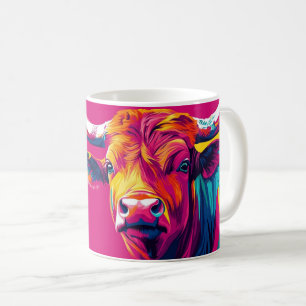 lebendige farbenfrohe Illustration eines Stiers od Kaffeetasse