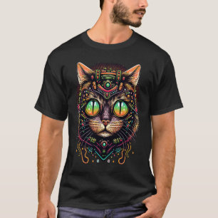 Lebendige farbenfrohe Katze 3D abstrakte Vektor-Ka T-Shirt