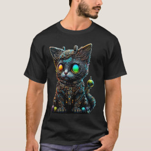 Lebendige farbenfrohe Katze 3D abstrakte Vektor-Ka T-Shirt