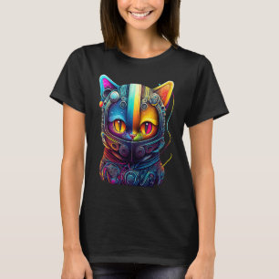Lebendige farbenfrohe Katze 3D abstrakte Vektor-Ka T-Shirt