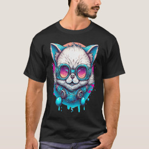 Lebendige farbenfrohe Katze 3D abstrakte Vektor-Ka T-Shirt