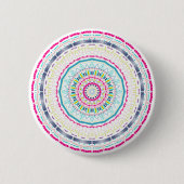 Lebendige farbenfrohe Mandala-Kunst Button (Vorderseite)