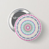 Lebendige farbenfrohe Mandala-Kunst Button (Vorne & Hinten)