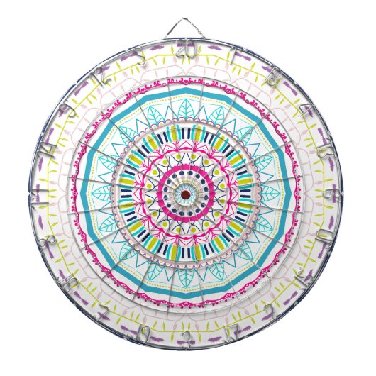 Lebendige farbenfrohe Mandala-Kunst Dartscheibe (vorne)